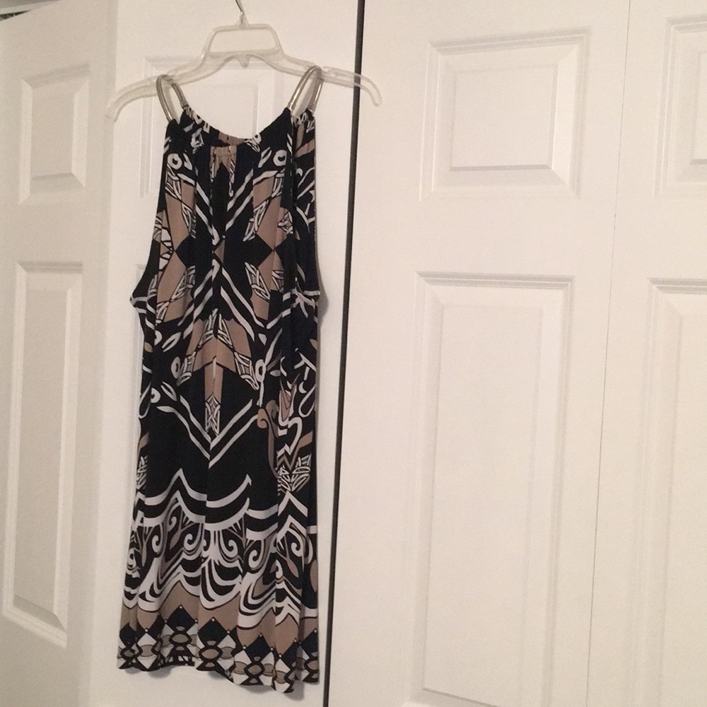 Alfani Geometric Print Tunic with Metallic Strap